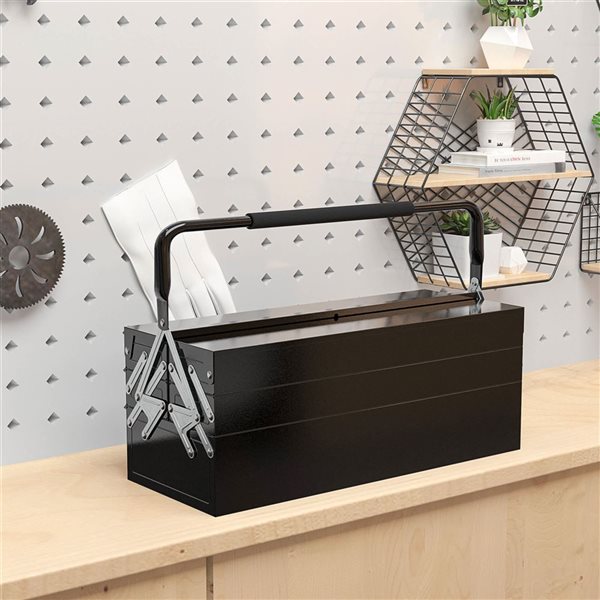 DURHAND Steel 5-Tray XL Tool Box w/ Handle - Black