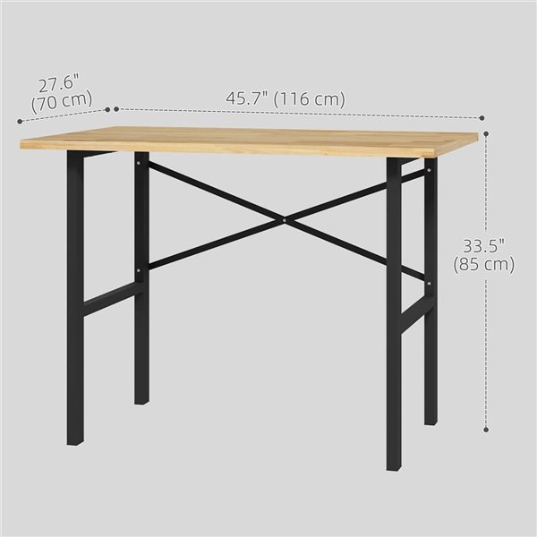 HOMCOM 46-in Workbench w/ Oak Wood Top