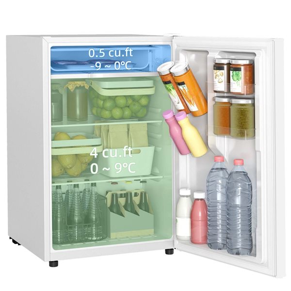 Mini Rona HOMCOM 4.5-ft³ Mini Fridge/Freezer w/ Wheels - White 800-204V80WT | RONA