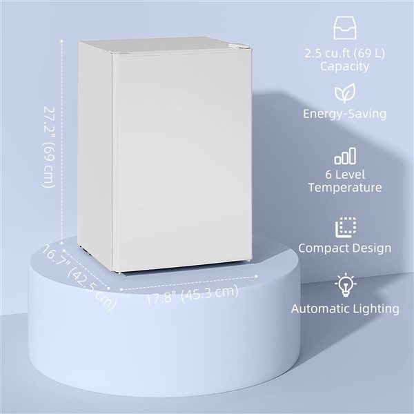 HOMCOM 2.5-ft³ Mini Fridge/Freezer - White