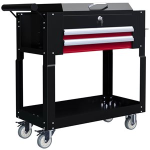 HomCom Rolling Tool Cart 330-lb Capacity w/ Drawers - Black