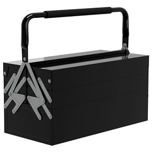 DURHAND Steel 5-Tray Large Tool Box w/ Handle - Black
