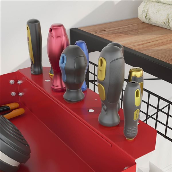 DURHAND 3-Tier Rolling Tool Cart w/ 330-lb Capacity - Red