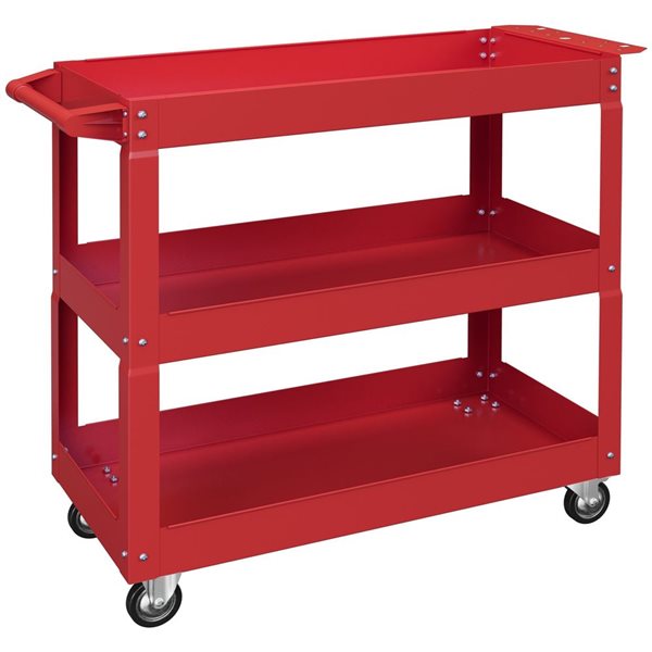 DURHAND 3-Tier Rolling Tool Cart w/ 330-lb Capacity - Red