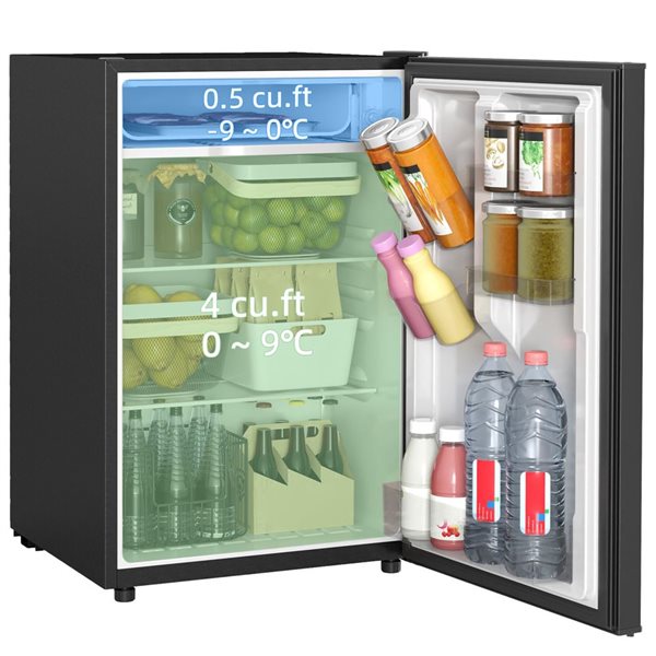 Mini Rona HOMCOM 4.5-ft³ Mini Fridge/Freezer w/ Wheels - Black 800-204V80BK | RONA