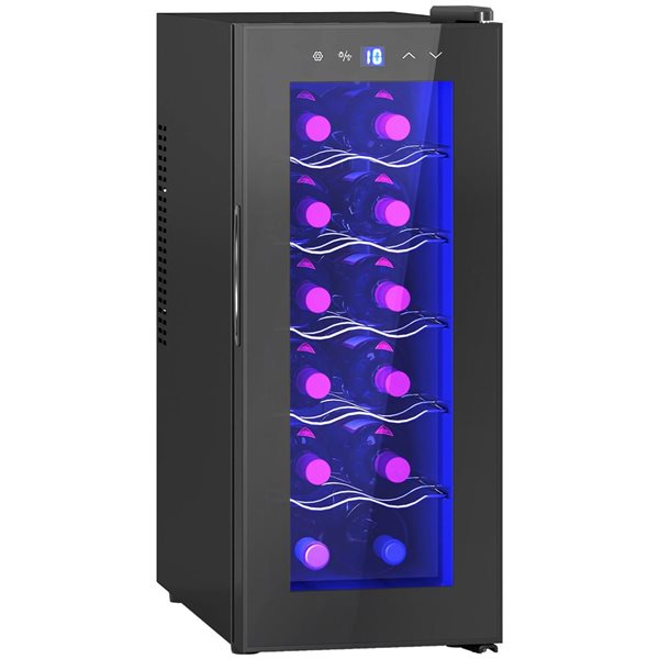 HOMCOM 12-Bottle Beverage and Wine Fridge w/ Glass Door