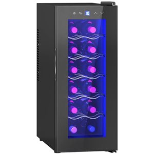 HOMCOM 12-Bottle Beverage and Wine Fridge w/ Glass Door