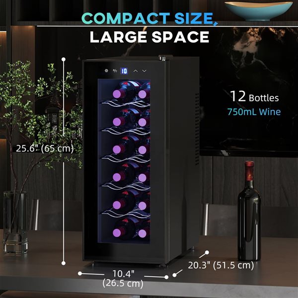 HOMCOM 12-Bottle Beverage and Wine Fridge w/ Glass Door