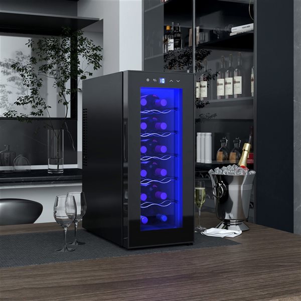HOMCOM 12-Bottle Beverage and Wine Fridge w/ Glass Door