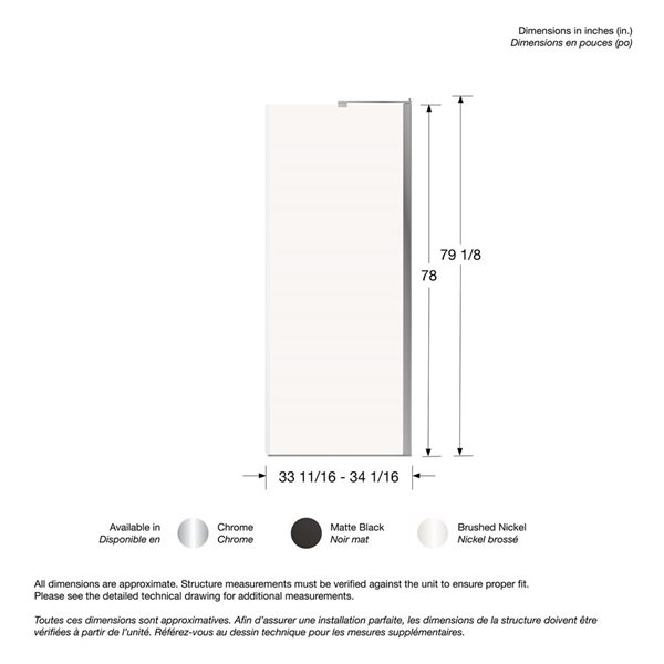 MAAX Capella 78-in Fixed Screen and Return Panel for 36-in Shower Base with GlassShield Glass - Matte Black