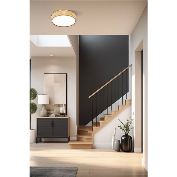 Z-Lite Stari 12.75-in Brushed Gold Round Acrylic Shade 1-Light Flush-Mount Ceiling Light