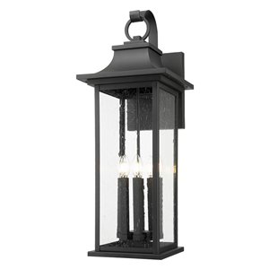 Z-Lite Tiberius 34-in H Matte Black Aluminum Seeded Glass 6-Light Outdoor Wall Sconce - Hardwired