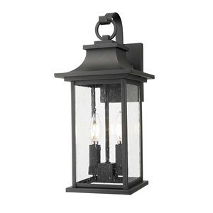 Z-Lite Tiberius 18-in H Matte Black Aluminum Seeded Glass 2-Light Outdoor Wall Sconce - Hardwired