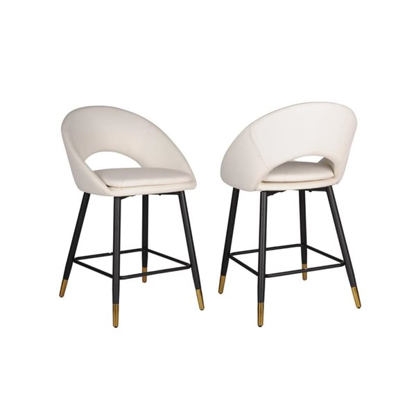 Brassex Daniel Set of 2 White Counter Stools
