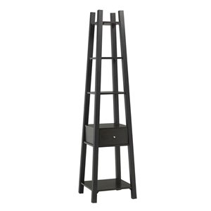 Brassex Ryan Dark Cherry Vinyl Multi-Tier Display Shelf with Stroage Drawer