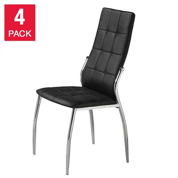 Brassex Eli Set of 4 Black Fabric Dining Chairs