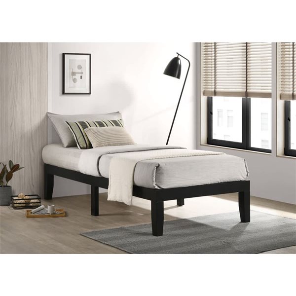 Brassex Noah Black Twin Platform Bed Frame