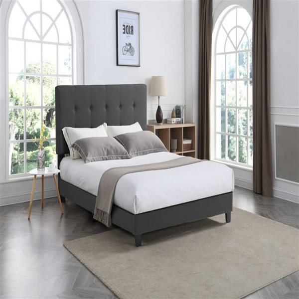 Brassex Leo Dark Grey Platform Bed