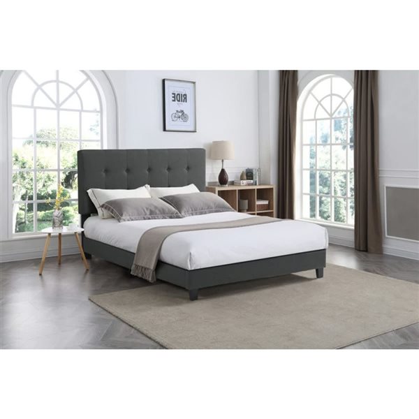 Brassex Leo Dark Grey Platform Bed