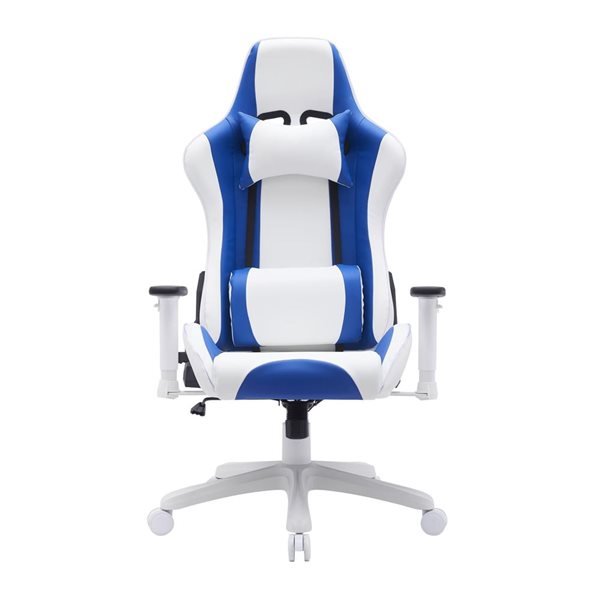 Brassex Adrian White/Blue Ergonomic Gaming Chair