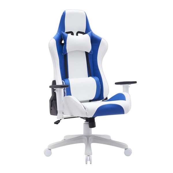 Brassex Adrian White/Blue Ergonomic Gaming Chair