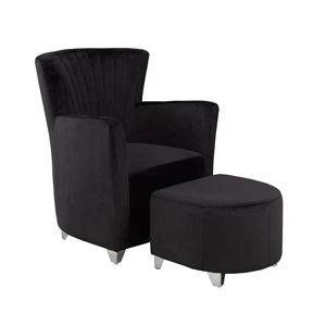 Fauteuil et pouf Aidan par Brassex noir 36 x 29 po