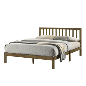 Brassex Logan Antique Walnut Queen Platform Bed