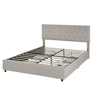 Brassex Caleb Beige Twin Platform Storage Bed