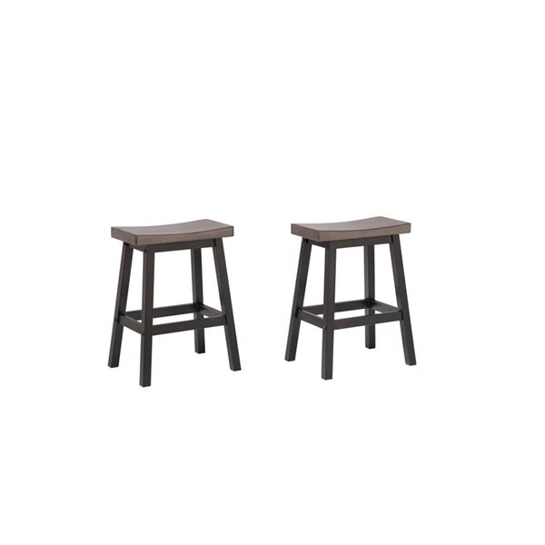 Brassex Gabriel Set of 2 Oak/Dark Grey Counter Stools