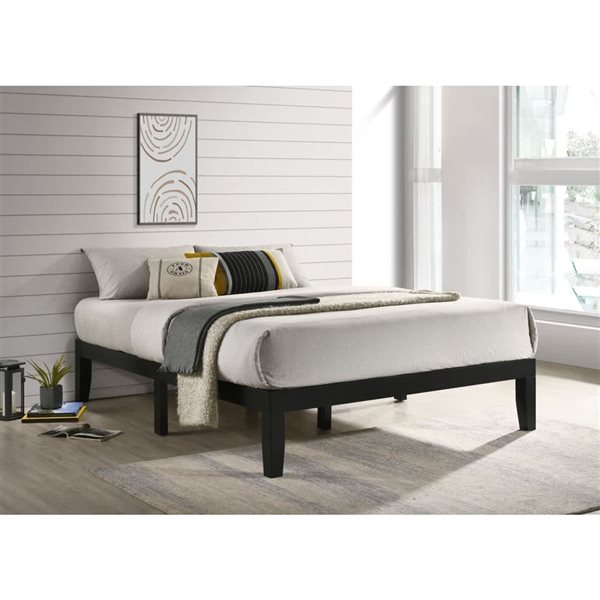 Brassex Noah Black Queen Platform Bed Frame