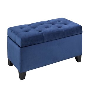 Pouf de rangement capitonné Roman par Brassex bleu marine 17,72 x 35,83 po