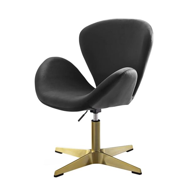 Sirio Modern 26-in Velvet Swivel Accent Chair - Black/Gold