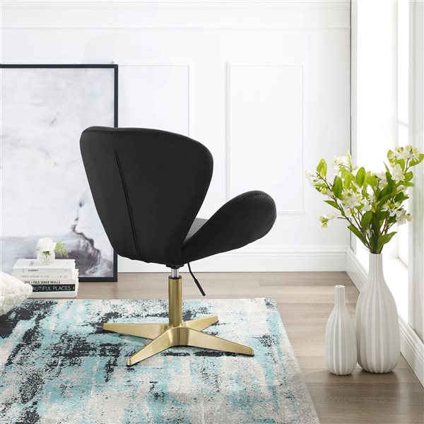 Sirio Modern 26-in Velvet Swivel Accent Chair - Black/Gold