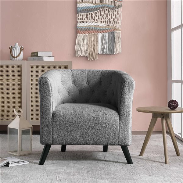 Sirio Vintage 27-in Velvet Accent Chair - Dark Grey