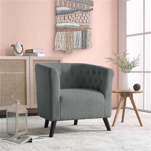 Sirio Vintage 27-in Velvet Accent Chair - Dark Grey