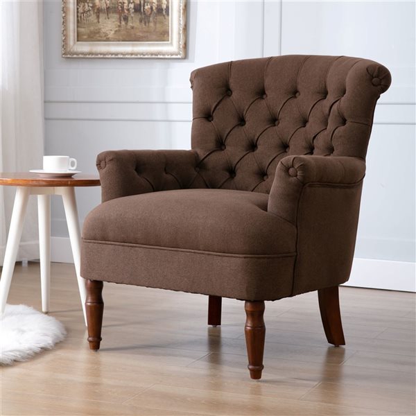 Sirio Vintage 32-in Chenille Fabric Accent Chair - Brown