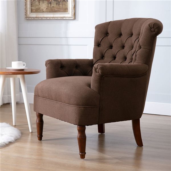 Sirio Vintage 32-in Chenille Fabric Accent Chair - Brown