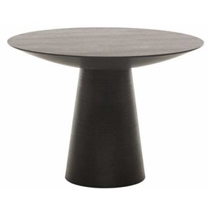 Table de salle à manger Dania TAKE ME HOME à plateau et socle ronds en MDF plaqué, couleur noyer