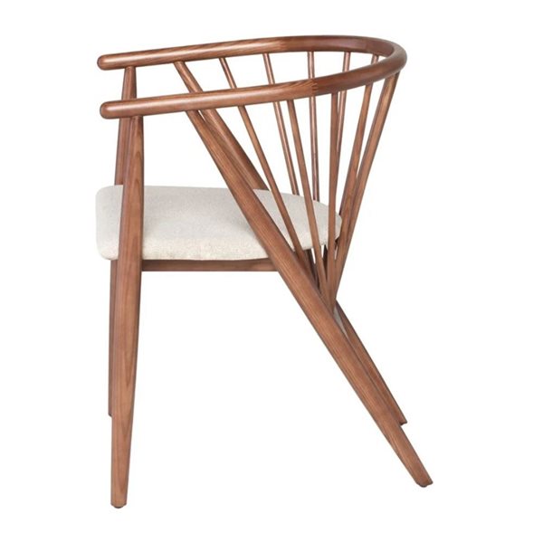 TAKE ME HOME Danson Solid Back Ash Wood Dining Side Chair w/ White  Faux Leather Seat - Walnut Brown