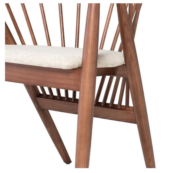 TAKE ME HOME Danson Solid Back Ash Wood Dining Side Chair w/ White  Faux Leather Seat - Walnut Brown