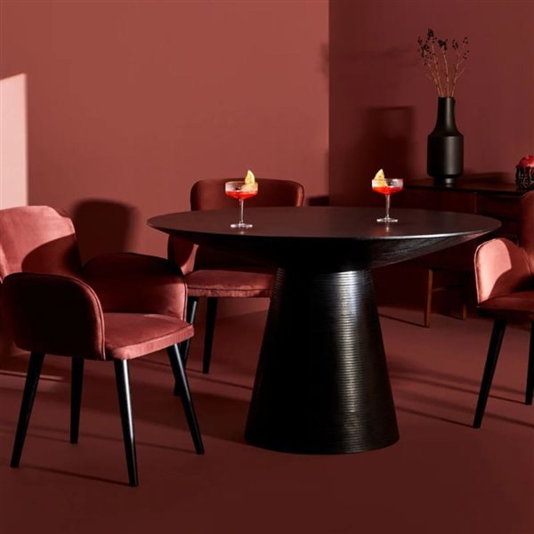 TAKE ME HOME Dania Veneered MDF Round Pedestal and Base Dining Table - Black