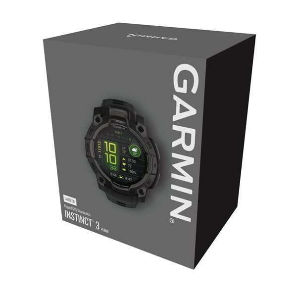 Garmin Instinct 3 AMOLED GPS Smartwatch 45-mm - Black w/ Black Band