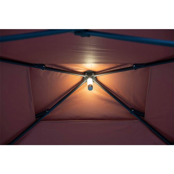 Sunjoy 8 ft. x 5 ft. Double-Tier Grill Gazebo with Magnetic LED Light and Adjustable Height, Red