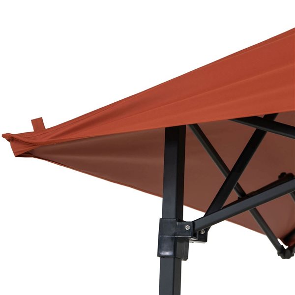 Sunjoy 8 ft. x 5 ft. Double-Tier Grill Gazebo with Magnetic LED Light and Adjustable Height, Red