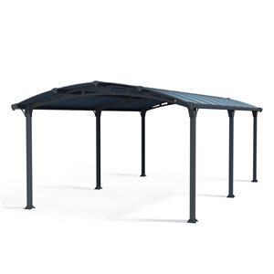 Abri d'auto Arcadia Canopia by Palram 12 l. x 21 pi L. gris avec cadre en aluminium