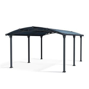 Abri d'auto Arcadia Canopia by Palram 12 l. x 17 pi L. gris avec cadre en aluminium