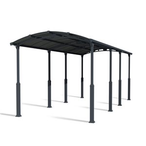 Abri d'auto Arcadia Canopia by Palram 12 l. x 28 pi L. gris avec cadre en aluminium