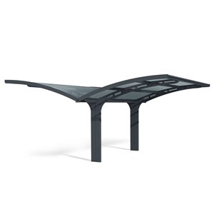 Abri d'auto Arizona Wave Canopia by Palram 19 l. x 16 pi L. gris avec cadre en aluminium à ailes doubles