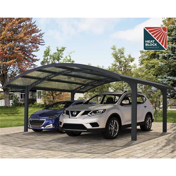 Canopia by Palram Arizona Wave 19 W x 16-ft L Grey Arch Aluminum Frame Carport