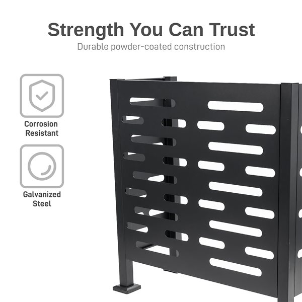 RTS Home Accents Galvanized Steel Air Conditioner Medium Planter Screen 48 x 22 x 35-in w/ 2 Planters - Graphite